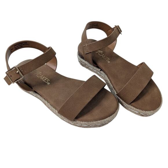 Hot Cakes Girls Saturn 2 Brown Rope Trim Platform Strappy Sandals Size 10 - Picture 1 of 5